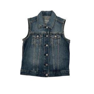 Gap Button Up Pointed Collar Jean Vest Size X-Small Women’s